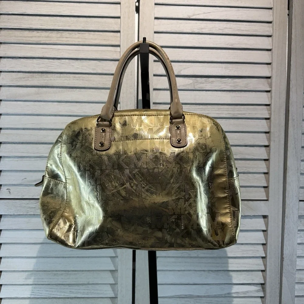 Gold Metallic Mirror duffle Michael‎ Kors